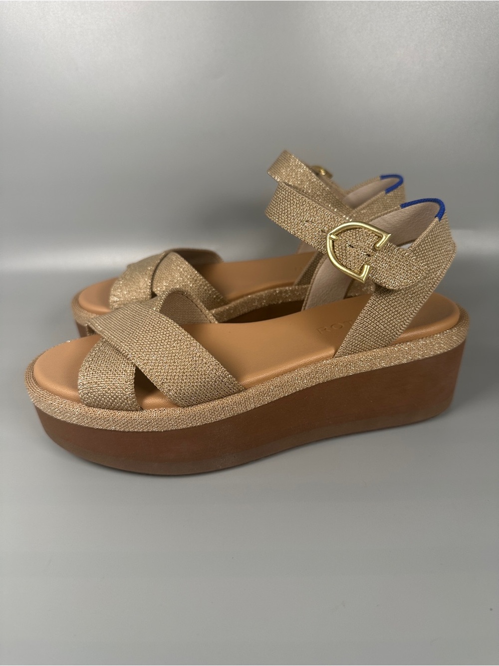 Rothys Lightweight Wedge Platform Shimmer Metallic Golden Women’s Size 6